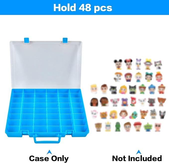 Display Case Compatible with Disney Doorables Collectible Mini Figures/ for MGA Entertainment Miniverse. Toys Storage Organizer Container for Multi Peek/ for Village Peek Characters (Box Only)- Blue