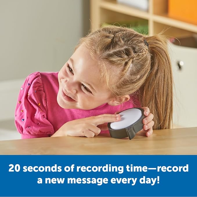 Learning Resources Message Maker Recordable Button Speech Bubble - SEL Toys, Conversation Skills, Voice Recorder Buttons for Classroom, Teacher Literacy Group, Gifts for Kids
