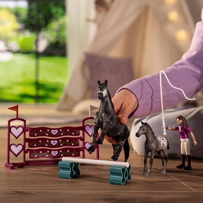 Schleich Horse Club - 15PC Tournament Training Set with Poseable Lisa Figurine, 2 Horse Figures and Riding Accessories - Realistic Horses for Girls and Boys - Animal Figures for Kids Ages 5+ | 42776