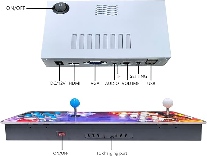 FVBADE[32000 Gamesin 1 78s Pandora Box Arcade Game Console Bluetooth Function Compatible PC & Projector & TV,3D Games 4 Players Category Favorite List Save/Search/Hide/Pause/Delete Games