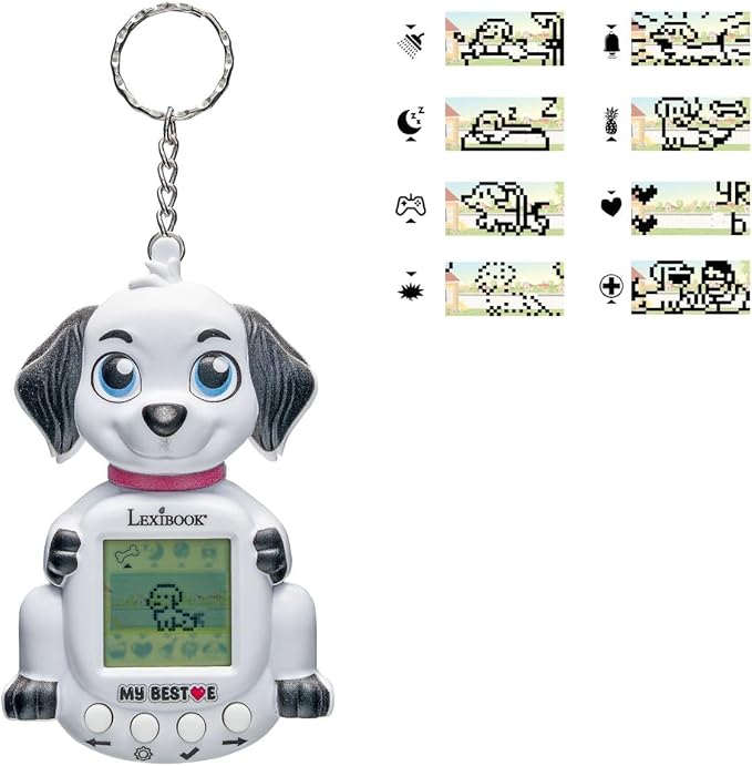Lexibook, JLMBDOG My Best-E Dog Console with LCD Screen and Keyring - White