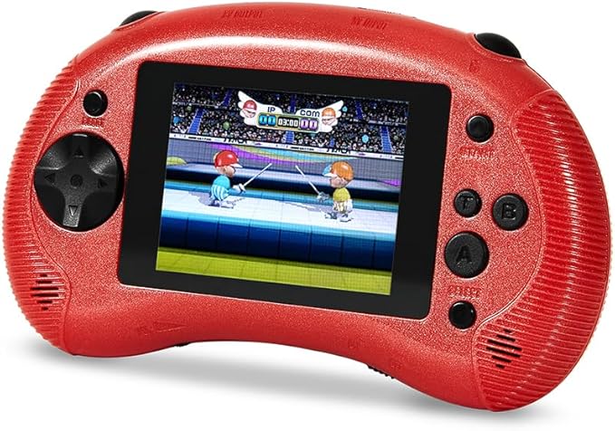 Handheld Game for Kids, 3.2" HD Screen with 213 Retro Video Games , Built-in Classic Game, Portable Travel Gaming Player with Rechargeable Battery, Electronic Toy Gift for Boys Girls Ages 4-12 (Red)