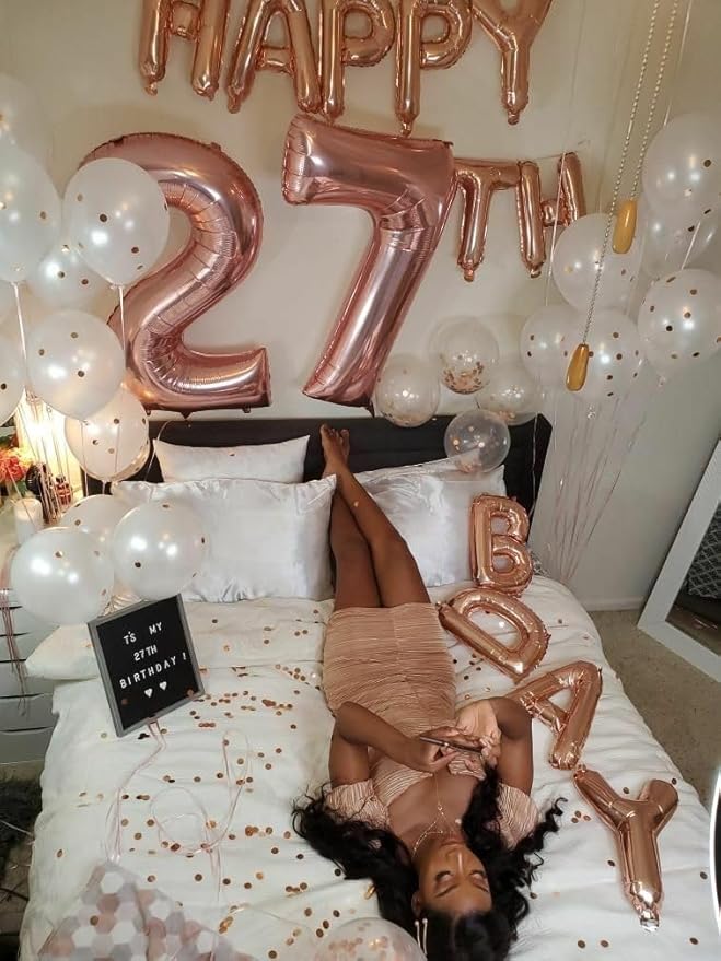 Numbers 17 Balloon 40 Inch, Rose Gold 17th Birthday Decoration for 1 7 17 71 Men & Women, Foil Big Number Balloon for Wedding Store Anniversary Promotion Party Decorations