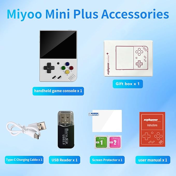 Miyoo Mini Plus Retro Game Console,3.5 Inch IPS Classic System Retro Video Games Consoles,with 64G TF Card and Wireless Networt Handheld Console Casual Game Console(White)