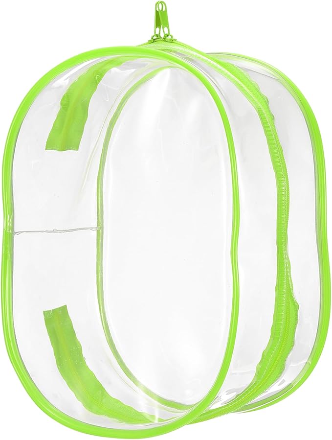 uxcell Figure Display Bag, 6 x 3.7 x 8.7 Inch PVC Oval Portable Dolls Pouch Carrying Case Storage Bag Keychain Charm for Showing Off Boxes Dolls, Light Green