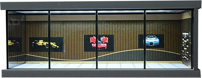 1/64 Diorama Car Garage Model,with LED Lighting City Car Showroom Model Car Parking Lot Storage Model,for 1/64 Scale Diecast Model Car,Scene Display Model Collection Gift (Showroom)