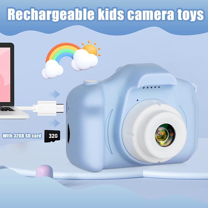 Kids Selfie Camera,Kids Camera for Age 3-12 Toddler HD Digital Video Cameras Portable Children Selfie Camera with 32GB SD Card
