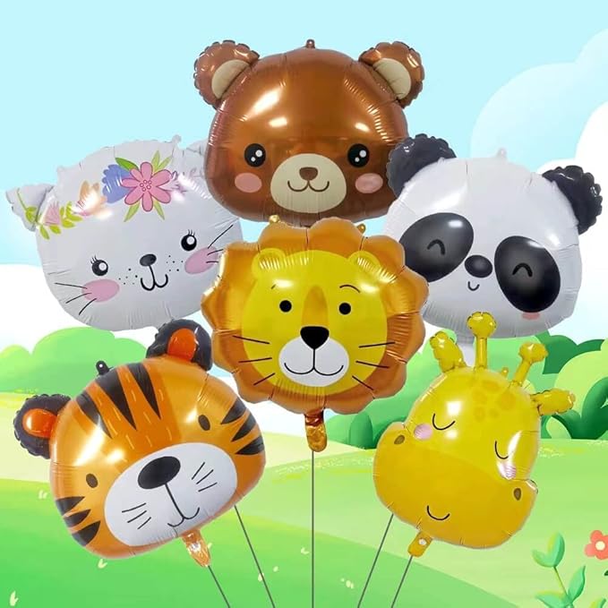 Tiger Balloons 24 Inch Giraffe Bear Lion Shaped Animal Balloons for Jungle Safari Kids Birthday Party Decorations