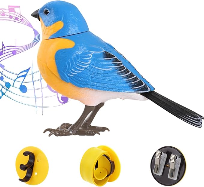 Electric Singing and Chirping Bird Toy, Simulation Interactive Bird Toy for Kids, Cute Realistic Chirping and Moving Artificial Sparrow, Battery Operated, Garden Home Ornament Decoration