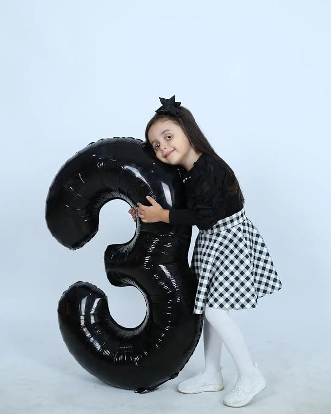 40 Inch Black Number 12 Balloon, Giant Number 12 Balloons for 12th Birthday Decorations, Party Supplies for Baby Boy Girl, Black Party Decor