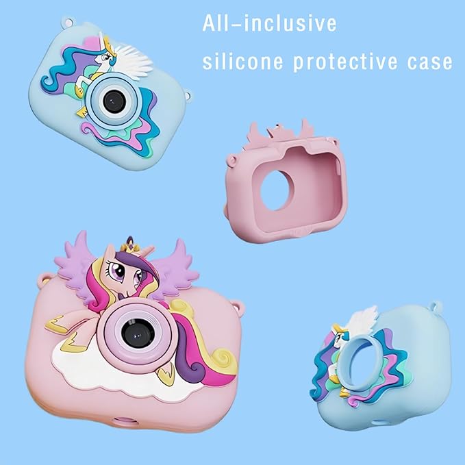 My Little Pony Princess Series Children's Cameras，Digital Point & Shoot Cameras with Bracket, Christmas Birthday Gifts Girls Boys Age 3-12, Kid's Camera with SD Card，Princess Celestia