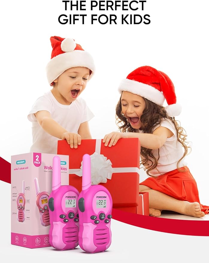 FOREDOM Rechargeable Walkie Talkies for Kids Walkie Talkies Long Range for Boy & Girl Age 3 to 12 Year Old Birthday Toys - 2 Pack