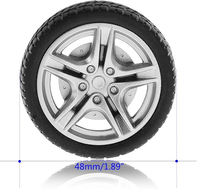 4 Pcs Toy Car Black Tires, 48mm Simulation Rubber Wheel Tire Wheel for RC Car Truck DIY Model Toy Wheel Replacement Accessories, Tire and Wheel Sets, Remote and App Controlled Vehicles Toy