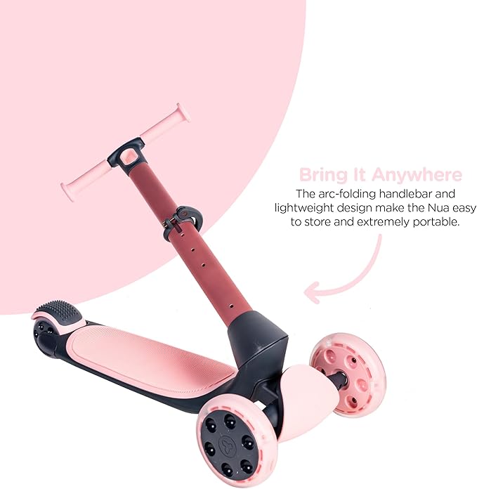 Yvolution Y Glider Nua 3-Wheel Kids Scooter – Adjustable Height, Arc-Folding Handlebar, LED Light-Up Front Wheels, Extra-Wide Deck, Ages 3-10