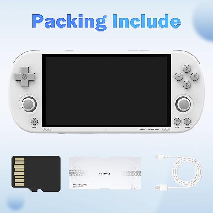 Trimui Smart Pro Retro Handheld Gaming Console Video Gaming Console Trimui Smart Pro Retro Portable Game Console Emulator Dual Joystick Design 4.96 inch 720x1280 IPS Screen 5000mAh 64G TF Card White