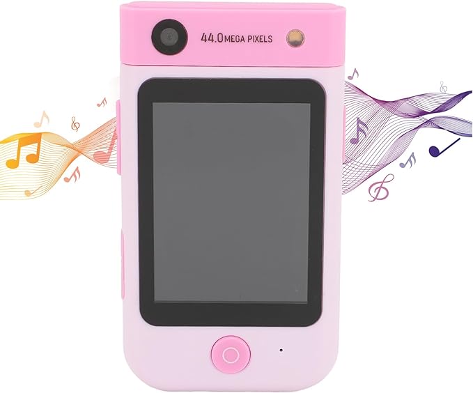 48MP 1080P HD Kids Smart Phone, 2.8in Touchscreen Camera with Autofocus, 180° Rotating Lens, Music Player, Games, Voice Recorder, for Boys Girls, with Carton Stickers (Pink Rabbit)