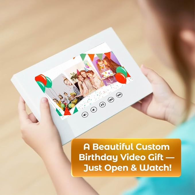 Kids Personalized Birthday Video Card – Upload Photos for a Unique Gift – Custom Video Greeting with Slideshow – 7” LCD Display, Rechargeable Battery, 8GB Memory