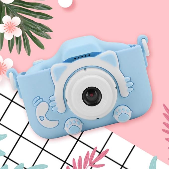 EBTOOLS Mini Cartoon Kitty Children Camera, 12MP Mini Dual Cameras USB Digital Camera Toy, with 2.0In Screen, for Taking Photos and Recording Videos, Game, Gifts for Kids(Blue)