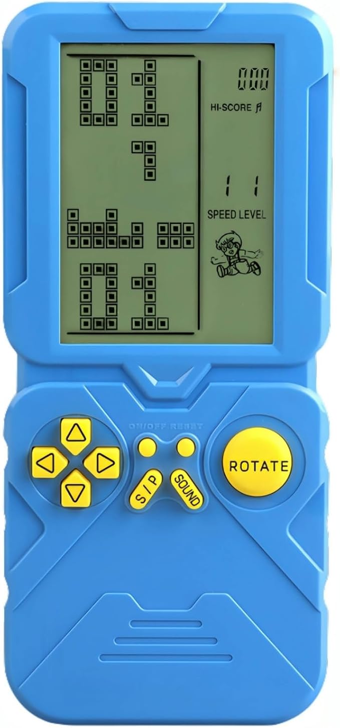 4.5-inch Block Retro Game Console Suitable for European/American Players Built-in 23 Games Racing/Tank war Adjustable Difficulty/Speed Gifts for Husbands/Boyfriends/Children Puzzle Toy (Blue)