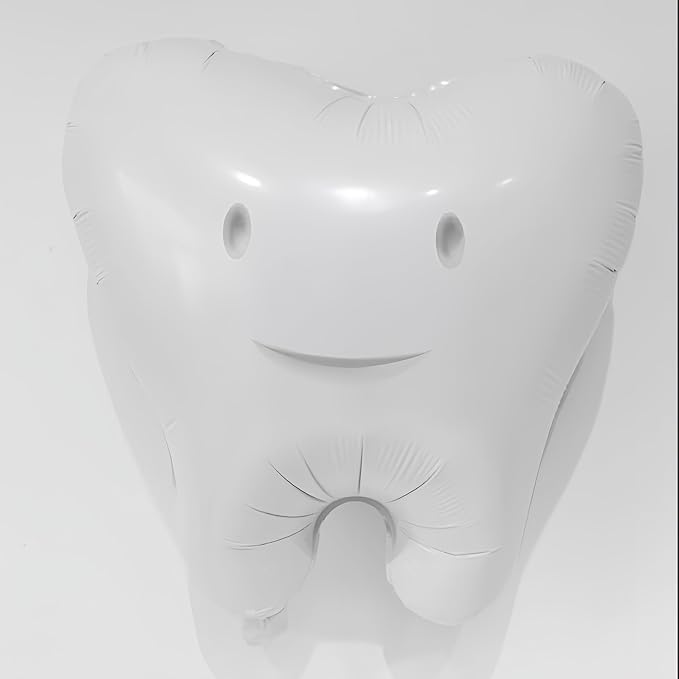 4Pcs White Tooth Balloons/Dentist Dental Graduation Party Decor/temporary tooth Teeth Theme Supplies/Tooth Clinic Dental School Balloons for Registered Dental Hygienist Graduation