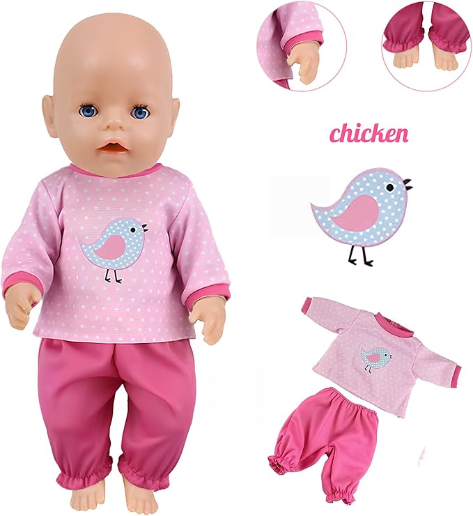 14-18 Inch Baby Doll Clothes 5 Sets Accessories Dress with Hats Socks for New Born 43cm Toy Baby Doll 14-16 Inch/15 Inch/18 Inch/Girl&Boy