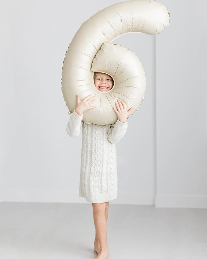 40 Inch Cream Number 3 Balloon, Giant 3 Number Balloons for 3rd Birthday Decorations, Party Supplies for Baby Boy Girl, Cream Party Decor