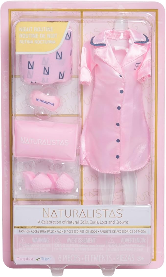 Naturalistas Fashion Pack Night Routine 6-Piece Outfit and Accessories Set for 11.5-Inch Tall Naturalistas Dolls, Designed and Developed by Purpose Toys (Doll Sold Separately)