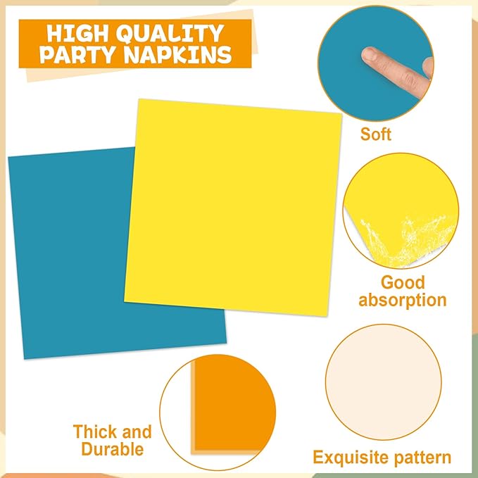96PCS orange and yellow Party Paper Plates and Napkins for Boho Sun Party Supplies Retro Blue Orange Mustard Yellow Disposable Tableware Set for 24 Guests Baby Shower Birthday Parties Decorations