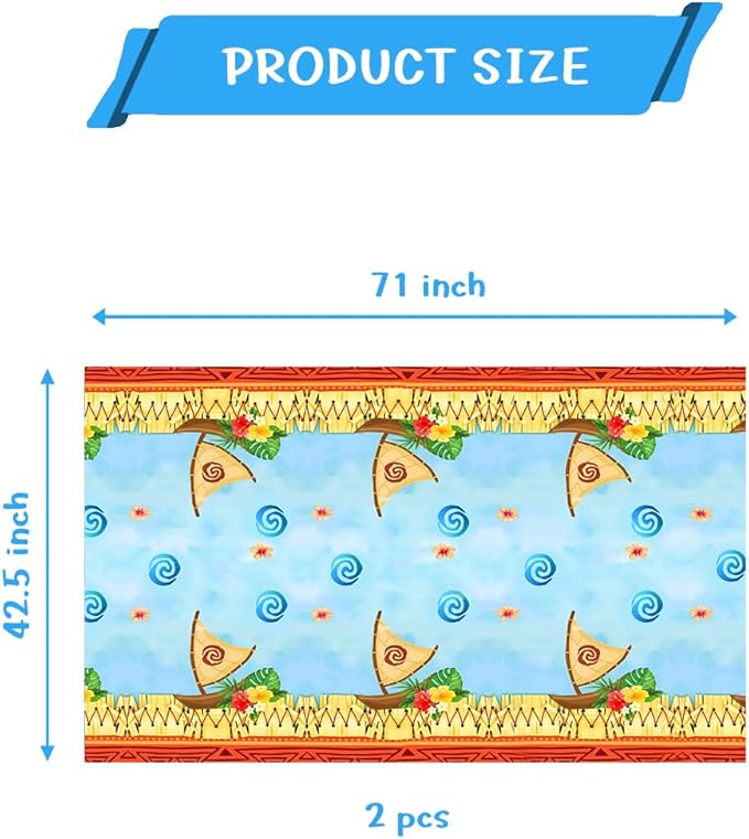 2pcs Summer Ocean Party Tablecloths,42 * 71inch,Summer Beach Surfing Birthday Decoration Supplies