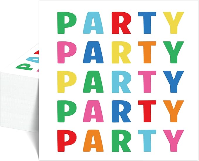 100 Pcs Party Napkins Disposable, 5x5 Inch Rainbow Napkins Colorful Birthday Napkin Dessert Cocktail Napkin for Birthday, Summer