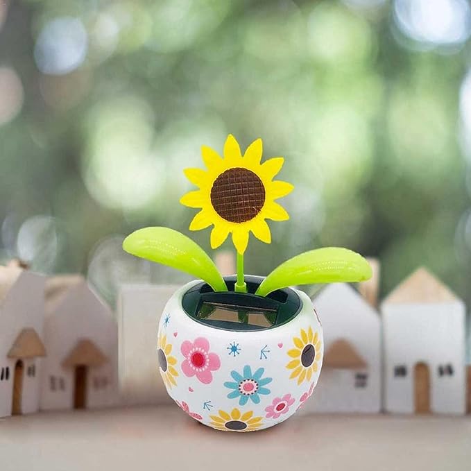 Solar Dancing Flowers Solar Powered Dancing Sunflower, Cute Solar Powered Dancing Swinging Flower, Swinging Solar Power Flip Flap Flower Decor for Car Home Desk,Learning and Education