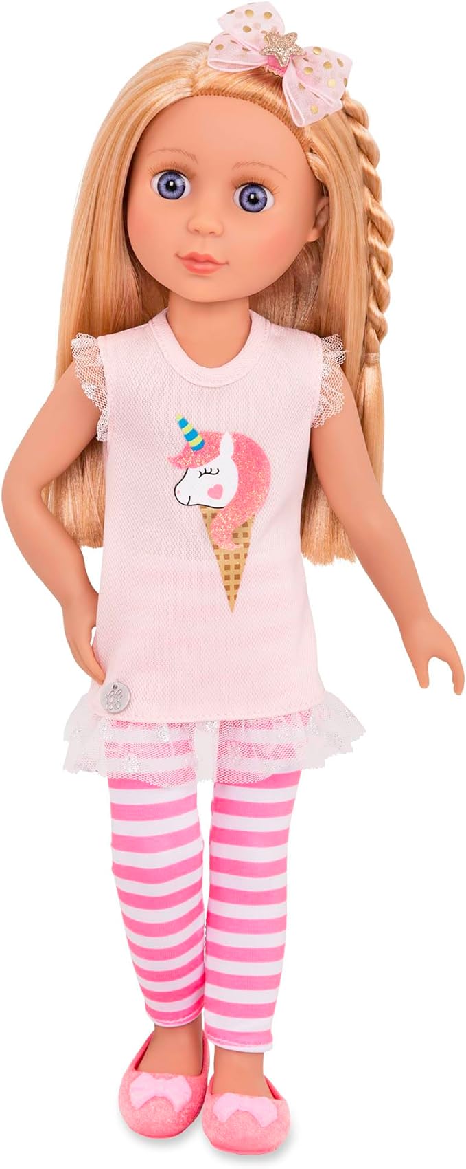 Glitter Girls – 14-Inch Fashion Doll - Blonde Hair & Blue Eyes - Pink Tunic, Striped Leggings, Hair Bow & Ballet Shoes – Dolls for 3+ Years Year Old Girls – Lacy