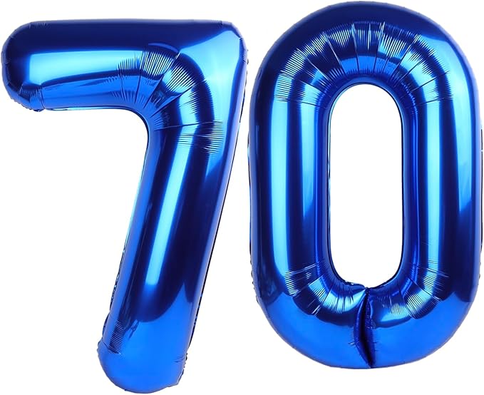 Navy Blue Number 70 Balloon 40 inch, 70 Number Balloons, 70th Navy Blue Birthday Decorations, 70 Year Old Women Men Blue Party Supplies