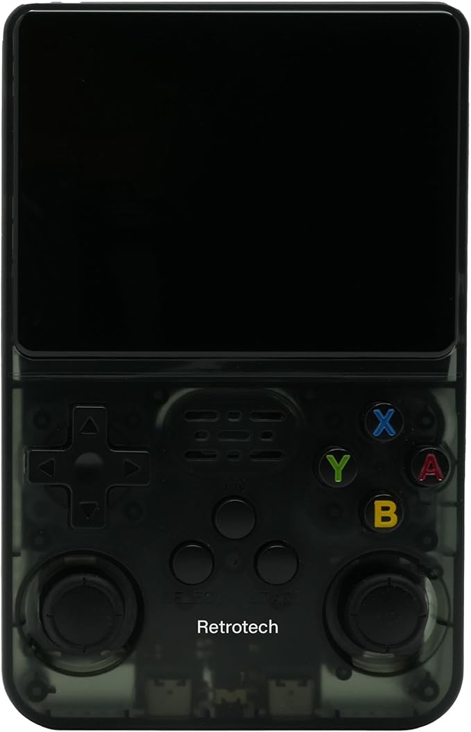 Retrotech R36S Handheld Video Game Console with Build-in 15000 Games (Black Transparent)