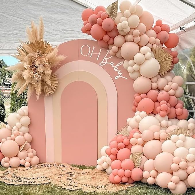 Dusty Pink and Beige Balloons, 35PCS Pastel Light Pink White Sand Cream Nude Latex Balloons for Girls Women Birthday Bridal Shower Baby Shower Boho Wedding Engagement Party Decorations Supplies