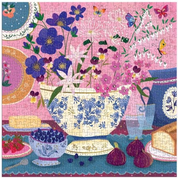 Galison Art of The Table – 500 Piece Joy Laforme Jigsaw Puzzle Featuring Beautiful Artwork of Figs and Violets in A Still Life Setting