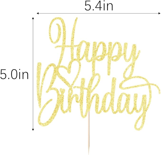 Handmade Glitter Happy Birthday Cake Topper- Happy Birthday Cake Decor,Fabulous Cake Decoration，Anniversary/Birthday Party Decoration Supplies (gold)