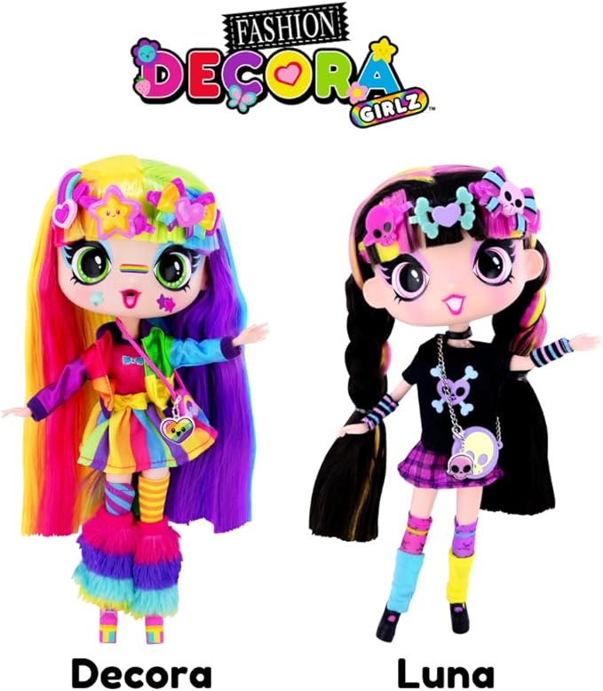 Decora Fashion Girlz Doll 11 inches-Decora + Luna | Set of 2 Fashion Dolls | Set of 2 Colorful Dolls | Nicely Packaged Set of Doll Clothes, Dolls & Accessories