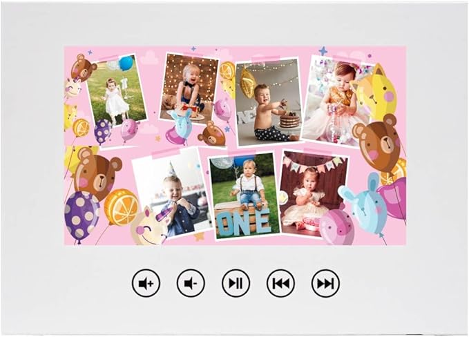 Baby Birthday Video Greeting Card – Personalized Photo Animation Gift – Sweet Keepsake for Young Kids – 7” HD Display, 256MB Memory, Long-Life Battery, Plug & Play USB Design