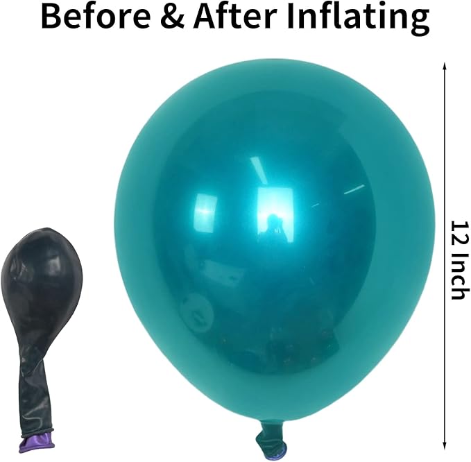 Chrome Teal Balloons, Double Stuffed Metallic Turquoise Balloons 12 Inch, Shiny Thick Chrome Metallic Dark Teal Blue Latex Helium Balloon for Christmas Birthday Wedding Graduation Party Decorations