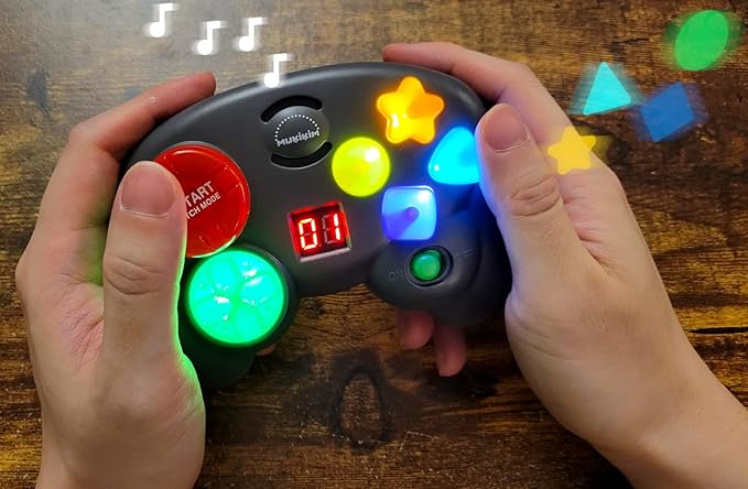 MUKIKIM Brain Blast - Memory & Light Chase 2 Games in 1. Exciting & Unique Electronic Handheld Game for Kids Ages 3+. Challenge Yourself to Repeat The Patterns & Advance to Higher Levels!