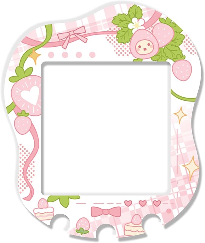Holographic Laser Faceplate Sticker for Tamagotchi Uni, Self-Adhesive DIY Face Plate Decal, Shimmering Protective Skin for Virtual Pet - (for uni-Strawberry Pink)