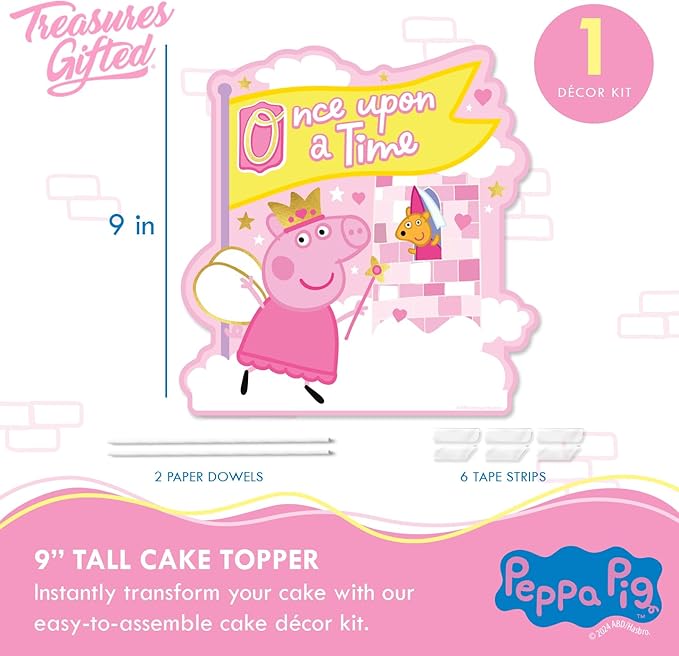 Treasures Gifted Officially Licensed Princess Peppa Pig Birthday Party Supplies - Peppa Pig Cake Toppers & Decorations - 1 Cake Topper & 24 Cupcake Toppers & Wrappers