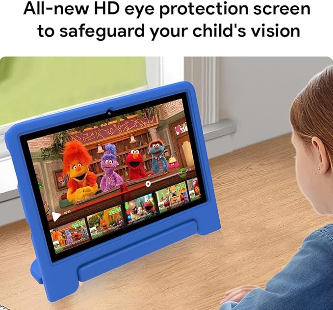 10" Kids Tablet, Android 13, 32GB (Expandable to 128GB), Quad-core, WiFi 6, Bth 5.0, Pre-Installed Parental Controls, Kids Space & Family Link (K109A-B, Blue, 32GB)
