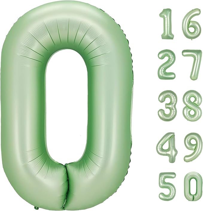 40 Inch Olive Green Balloon Number 0 Balloon,Jumbo Mylar Foil Helium Balloon for 10 20 30 40 50 60 70 80 90 100 2025 Birthday Digital Balloons for Birthday Party,Wedding Anniversary Party Decorations