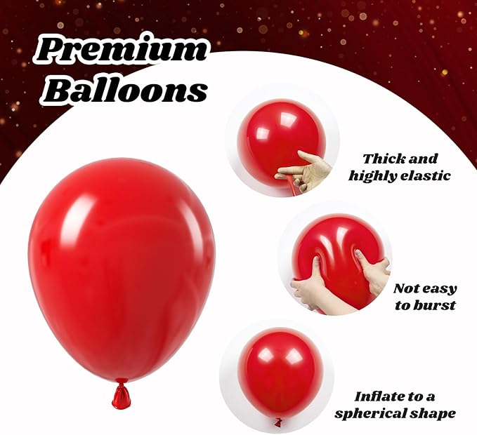 Red Black and Gold Balloons, 60pcs 12inch Red Black Gold Confetti Balloons for Birthday Casino Party Decorations
