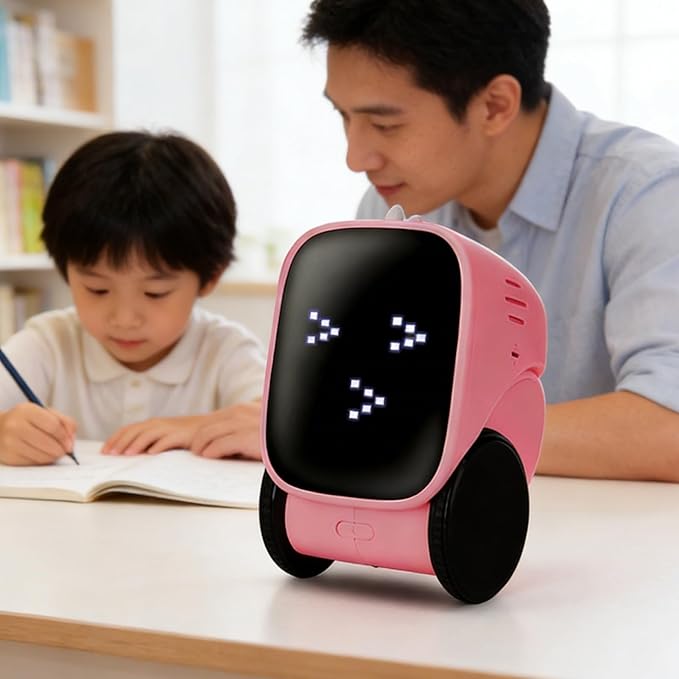 TOPINCN Smart Charging Robots for Kids, Interactive Smart Robotic with Touch Sensor for Boys Girls, Story Machine Remote Control Programming Toy for Early Education Learning (Pink)