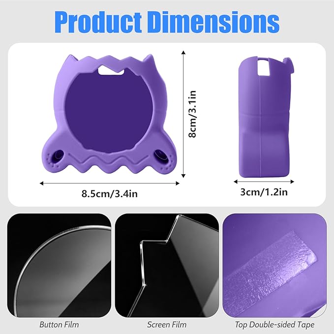 Silicone Case for Tamagotchi Paradise Electronic Pet, Protective Cover with Screen Protector and Lanyard for Tamagotchi Paradise Accessories(Purple)