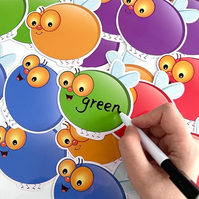 20 Blank Fly Cards and 4 Swatters Pack, DIY Early Childhood Education Materials, Quick Response Sight Words and Math Learning Game, Preschool Primary School Teaching Interaction Aids
