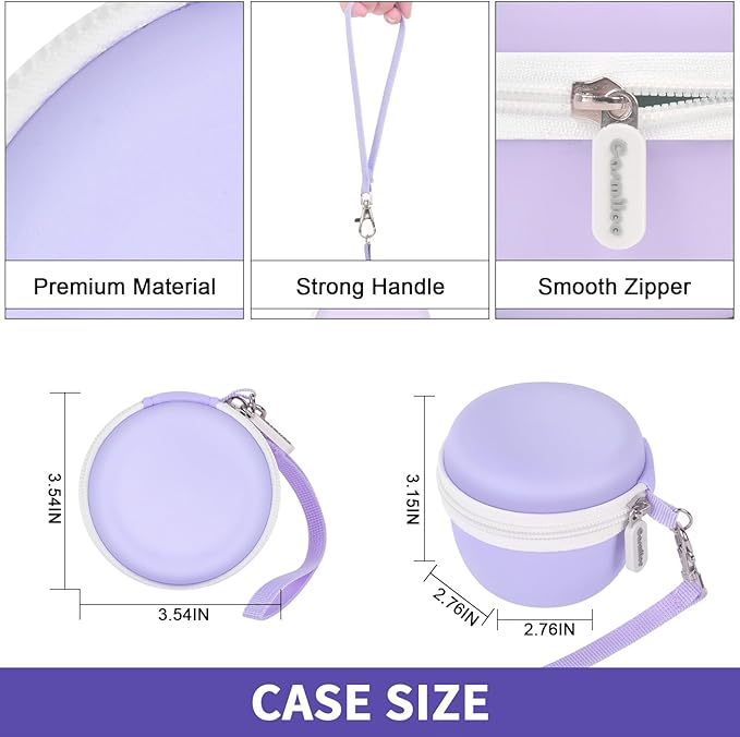 casmilee Toy Case for Punirunes/for Tamagotchi Interactive Digital Pet, Kids Virtual Electronic Pets Holder with Partition to Protect Screen & Mesh Pocket for Small Accessories- Box Only (Purple)